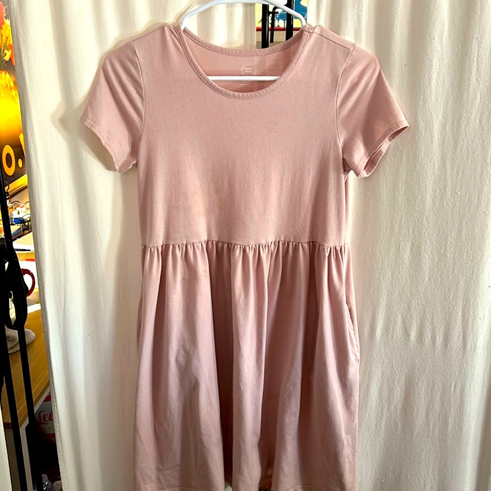 Blush colored babydoll dress w/ pockets